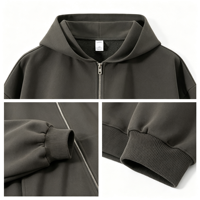Blouson zippé pour homme, sweat-shirt, haut à capuche en maille unie, coupe carrée courte, nouvelle collection automne, style européen, fabrication OEM, faible MOQ, délai de livraison rapide