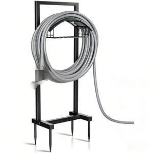 Carrete para manguera de jardín de acero al carbono, soporte independiente y desmontable para tuberías de agua, para uso en exteriores y patios. - Product Image 2
