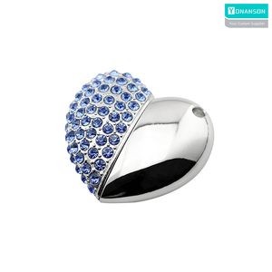 Ổ USB kim loại hình trái tim, trang sức, 16GB, dạng dây chuyền, ổ <span class=keywords><strong>flash</strong></span> 8GB, móc khó<span class=keywords><strong>a</strong></span>, 2.0, ổ cứng pha lê 512GB - Product Image 2