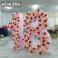 WOWORK 4ft 3ft grand 3D métal solide décoration fleur chapiteau lettres pour mariée bébé douche mariage fête accessoires toile de fond