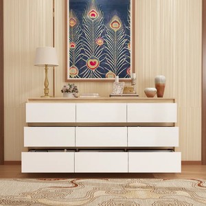Antiguo dormitorio de madera contrachapada 9 cajones tocador de almacenamiento barato <span class=keywords><strong>Oficina</strong></span> plegable Simple armario Vintage cómoda para sala de estar - Product Image 4