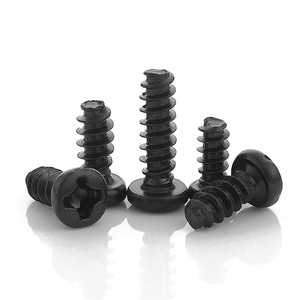 Vis autotaraudeuses à tête ronde en acier au carbone oxydé noir de grade 4.8, à queue plate, M2 M2.5 M3 M3.5 M4 pour plaques et panneaux en plastique - Product Image 4