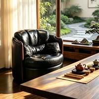 Vintage-Stil Drehbarer PU-Leder Sessel Teetisch Wohnzimmer Arbeitszimmer Büro Luxuriöser Jiangshan Stuhl