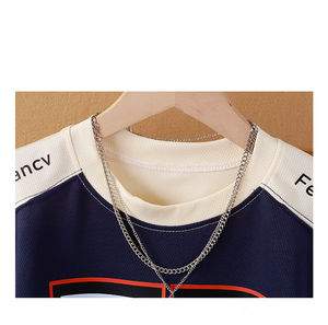 ชุดกีฬาวิ่งแขนสั้นสำหรับเด็กชายและเด็กหญิง เสื้อพูลโอเวอร์บางเบา กางเกงขาสั้น ชุดสองชิ้นสำหรับฤดูร้อน - Product Image 4