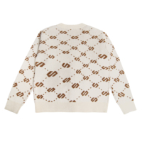 Maßgefertigter OEM ODM Winter-Sportpullover 100% Baumwolle V-Ausschnitt Trompetenärmel Dick Jacquard Bestickt Leoparden-Muster Herren Strickpullover
