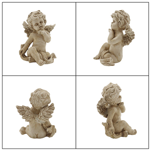 Juego de 3 Estatuas de Querubín de Resina Duradera de Alta Calidad, Acabado en Piedra Antigua, Mini Figuras de Ángeles para Decoración de Jardín y Patio - Product Image 5