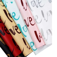 Kertas Pembungkus Bunga Tahan Air LOVE Baru untuk Hari Valentine, Kertas Kemasan Buket, Bahan Hadiah dan Florist Grosir