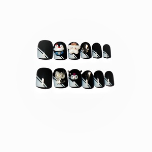 <span class=keywords><strong>Uñas</strong></span> Postizas Acrílicas Cortas Cuadradas <span class=keywords><strong>de</strong></span> Venta Caliente <span class=keywords><strong>con</strong></span> Base Rayada y Decoración <span class=keywords><strong>de</strong></span> Mariposa 3D para Citas <span class=keywords><strong>de</strong></span> Brunch y Fiestas en el Jardín - Product Image 4