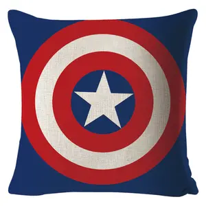 Superhero Printed Throw Pillow Cover Superman America Captain Iron Man Linen Pillow Cases Cushion Case Sofa Seat Cushion Cover