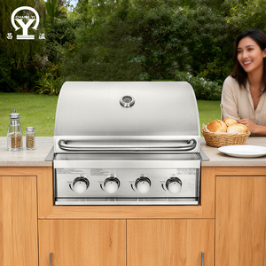 Heißer Verkauf CE 4-Brenner Luxuriöser Einbau-Gasherd Moderner Stahl Premium Multifunktions-Grill Pizza-Smoker-Ofen - Product Image 1