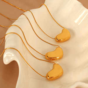 Heart Shape <b>Titanium</b> Steel Snake <b>Chain</b> Necklace 18k Gold Plated Stainless Steel Pendant For Women Gift Jewelry - Product Image 1