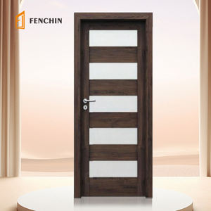 Luxe Moderne en Bois Givré Chêne Blanc Contemporain Chambre Coulissante Porte Intérieure en Bois Porte en Fer Designs avec Cadre - Product Image 2