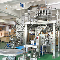 Système automatique de flocons de maïs avec peseuse multi-têtes 14 têtes + machine d'emballage verticale 620 PLC pour boissons, haute précision, facile à utiliser