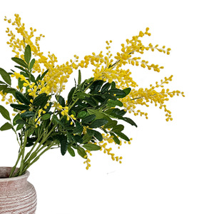 Flores Artificiales de Acacia, Color Amarillo, de Seda, con Alta Simulación, Decoración para el Hogar, Sala de Estar, Accesorios para Bodas - Product Image 5