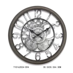 Horloge murale à mouvement à quartz mécanique industrielle personnalisée, motif abstrait forme circulaire, salon en plastique