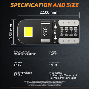 Jiachi 168 W5W T10 LED CANBUS không có lỗi Bóng Đèn Xe nội thất ánh sáng <span class=keywords><strong>194</strong></span> LED tín hiệu đèn cho mercedes-bens BMW Audi Ford 6000K 12V - Product Image 4