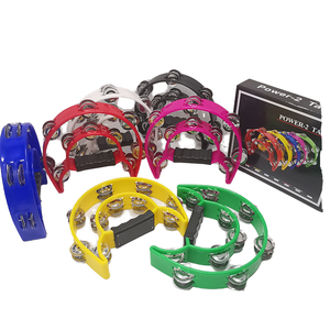 Pandereta de mano de doble fila, jingles de Metal, tambor de percusión Musical de plástico de mano, campana de mano de media luna para adultos y niños KTV - Product Image 1