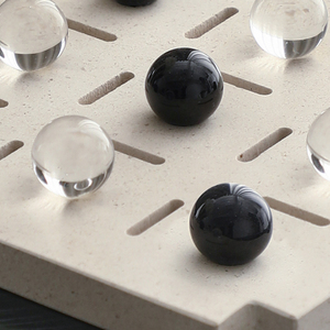 Bộ cờ đá trang trí nhà cửa Flolenco, bàn cờ đá cẩm thạch màu xám, hạt thủy tinh pha lê, trang trí phong cách Wabi-sabi, bộ cờ chơi - Product Image 6