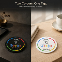 Carte NFC personnalisée en acrylique avec logo pour avis Google, NTAG213 13.56MHz, autocollant de table étanche pour restaurant, hôtel, café, vente en gros