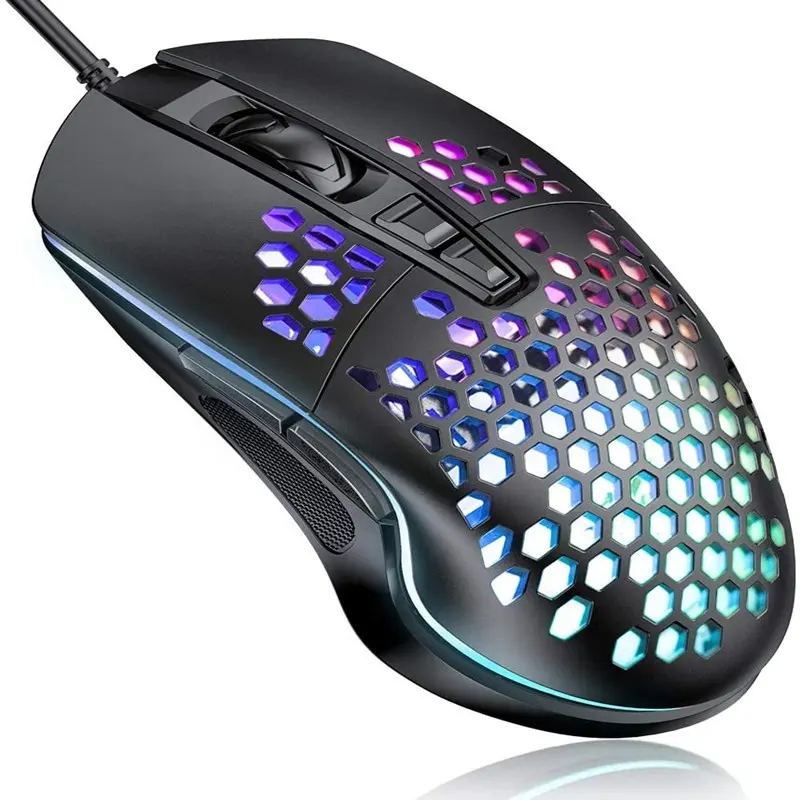 High-end RGB Gaming wired USB Mouse with Lightweight Honeycomb Shell DPI Adjustable 7 Programmed Buttons Ergonomic Optical