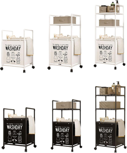 ตะกร้าผ้าพร้อมชั้นวางแบบถอดได้ โครงโลหะพับได้ สำหรับจัดเก็บในห้องน้ำ ห้องนอน ตะกร้าใส่ผ้าสกปรก - Product Image 2