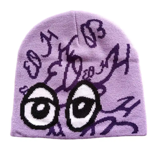 Custom 20 PCS Low MOQ Wholesale Logo High Quality Beenies Vendor Skull Print Jacquard Winter Manufacturers Y2K Beanies Hat - Product Image 3