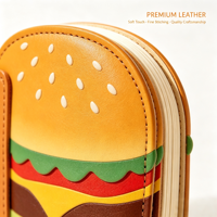 Individuelles Logo Geprägtes Neuartiges Geschenk mit Hamburger-Patchwork-Cover und Kompakter Tragbarer Größe für Hamburgerförmiges PU-Notizbuch