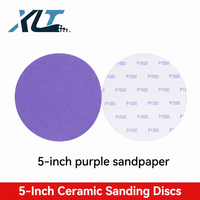 Disque de ponçage abrasif en céramique violette de 5 pouces (125 mm) avec dos auto-agrippant pour peinture automobile, couche transparente, bois et polissage du métal