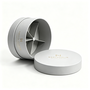 Luxury Rigid Cardboard Round Cylinder <b>Box</b> with Dividers for Flower Cosmetic Gift Set Packaging Gold Foil Custom Printed Factory - Product Image 4