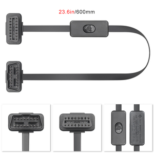 Cable de extensión de alta calidad <span class=keywords><strong>OBD2</strong></span> 16pin 60cm <span class=keywords><strong>Obd2</strong></span> Cable de coche plano Conector OBDII con interruptor - Product Image 6