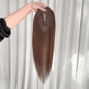 Venta al por mayor, listo para enviar: Topper de cabello humano virgen europeo ruso 100% natural con base de seda, 5x6.5, con nudos invisibles para la pérdida de cabello. - Product Image 5