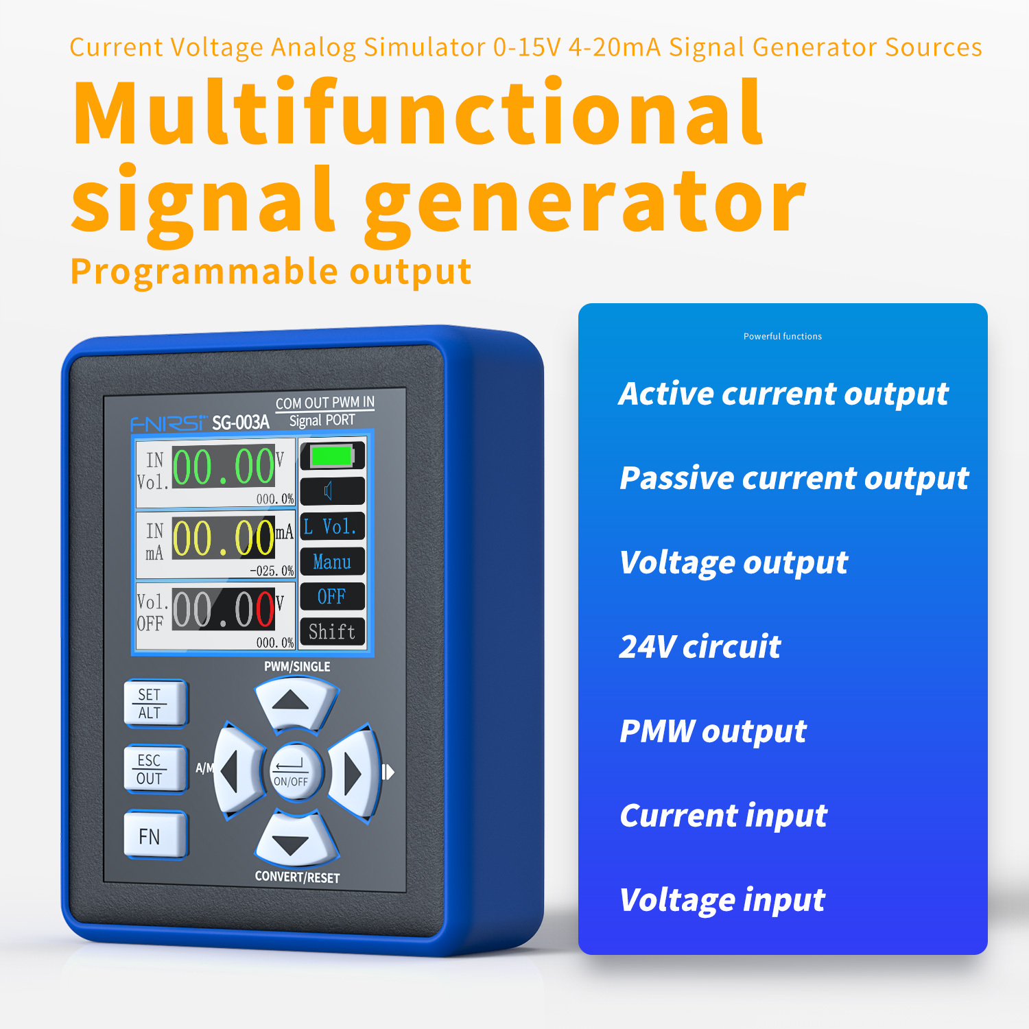 FNIRSI SG-003A 0-10V Adjustable Current Voltage Simulator 4-20mA Signal Generator Sources transmitter calibrator Transmitte