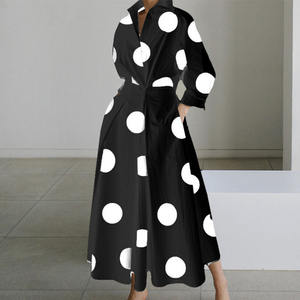 Hot Popular Plus Size Commuting Fashion POLO Collar Long Sleeves Loose Hem <strong>Dress</strong> Fashion High Waist Flowy Maxi <strong>Dress</strong> for Women - Product Image 2