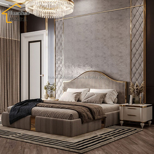 Letto <span class=keywords><strong>Matrimoniale</strong></span> di Lusso per Camera da Letto, Design Minimalista, Imbottito in Tessuto, Disponibile nelle Misure King e Queen, Ideale per Villa - Product Image 6