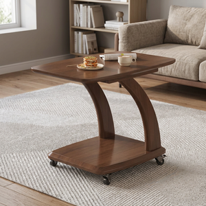 Table basse en bois moderne, design mid-century, meuble de salon mobile, base en bois massif - Product Image 1