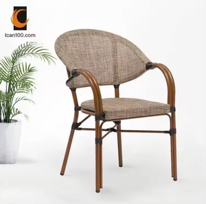 Chaise de café <span class=keywords><strong>Paris</strong></span> Chaise de bistro Teslin d'extérieur en tissu Café à l'extérieur Chaises de salle à manger en rotin empilables - Product Image 4