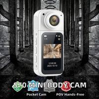 Kamera Tubuh Mini S70 35G, Perekam POV Saku yang Dapat Dipakai, Aksi Jempol Bebas Tangan, Tali Magnetik, Sensor CMOS, Konektivitas IP, H.264