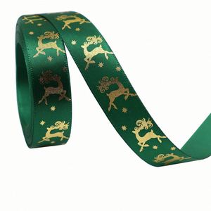 Pattern Variety Luxe 1.6cm 10 Yards Gold Foil Christmas Satin Ribbon for Bouquet Wrapping & Party Decor - Product Image 4