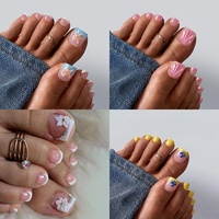 Ongles à presser carrés courts en acrylique faits main de haute qualité, style estival, couvrance totale, réutilisables, avec colle pré-appliquée