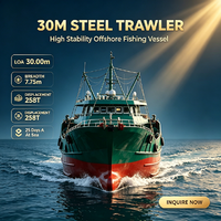 Nouveau Chalutier Commercial en Acier pour la Pêche au Thon et la Pêche à la Nasse à la Dérive avec GPS et AIS, Longueur 30m, à Vendre