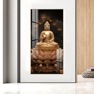 HUAMIAO New Design <strong>Buddha</strong> on Lotus Wall Picture Crystal Porcelain <strong>Painting</strong> Modern <strong>Buddha</strong> Portrait Wall Art <strong>Painting</strong> Home Decor - Product Image 3