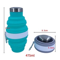Bouteille d'eau pliable télescopique en silicone écologique pour sports de plein air avec logo, à boire directement et mousqueton