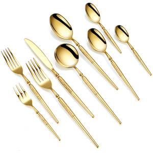 Cubiertos Dorados, cubiertos de oro mate, juegos de cubiertos de mesa personalizados de Metal colorido para restaurante - Product Image 1