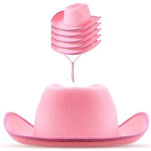 Cappello da Cowboy Rosa con Bordo per Donna, Accessorio per Travestimenti Femminili, Decorazione Natalizia in Stile Western - Product Image 3