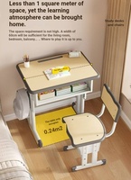 Ensemble table et chaise d'école réglables en hauteur avec bordure en mélamine, étagère ouverte et structure en acier pour utilisation en classe primaire