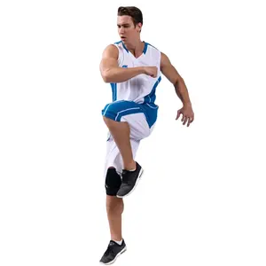 卸売空白バスケットボールジャージーカスタムデザインユニフォームカラーブルー昇華バスケットボールジャージー