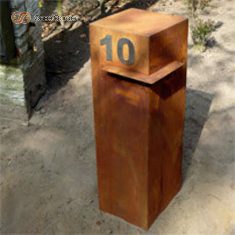 Outdoor Stand Mailbox Corten Steel Corten