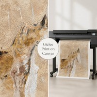 Peintures et décorations murales Giclée Wabi-Sabi Cheval Abstrait sur Toile Carrée avec Cadre en Aluminium pour Salon, Entrée, Hôtel, Grande Taille