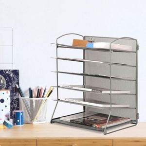 Screws Free Design Metal Mesh 6 Tier Desktop Paper Tray Organizer Desktop <b>File</b> Organizer Desk Document Letter Tray - Product Image 6
