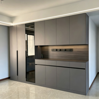 Buffet de salle à manger noir, meuble de rangement moderne et minimaliste pour entrée